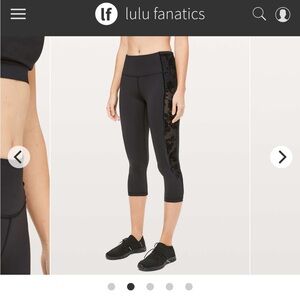 lululemon athletica Black Floral Wunder Under Capris